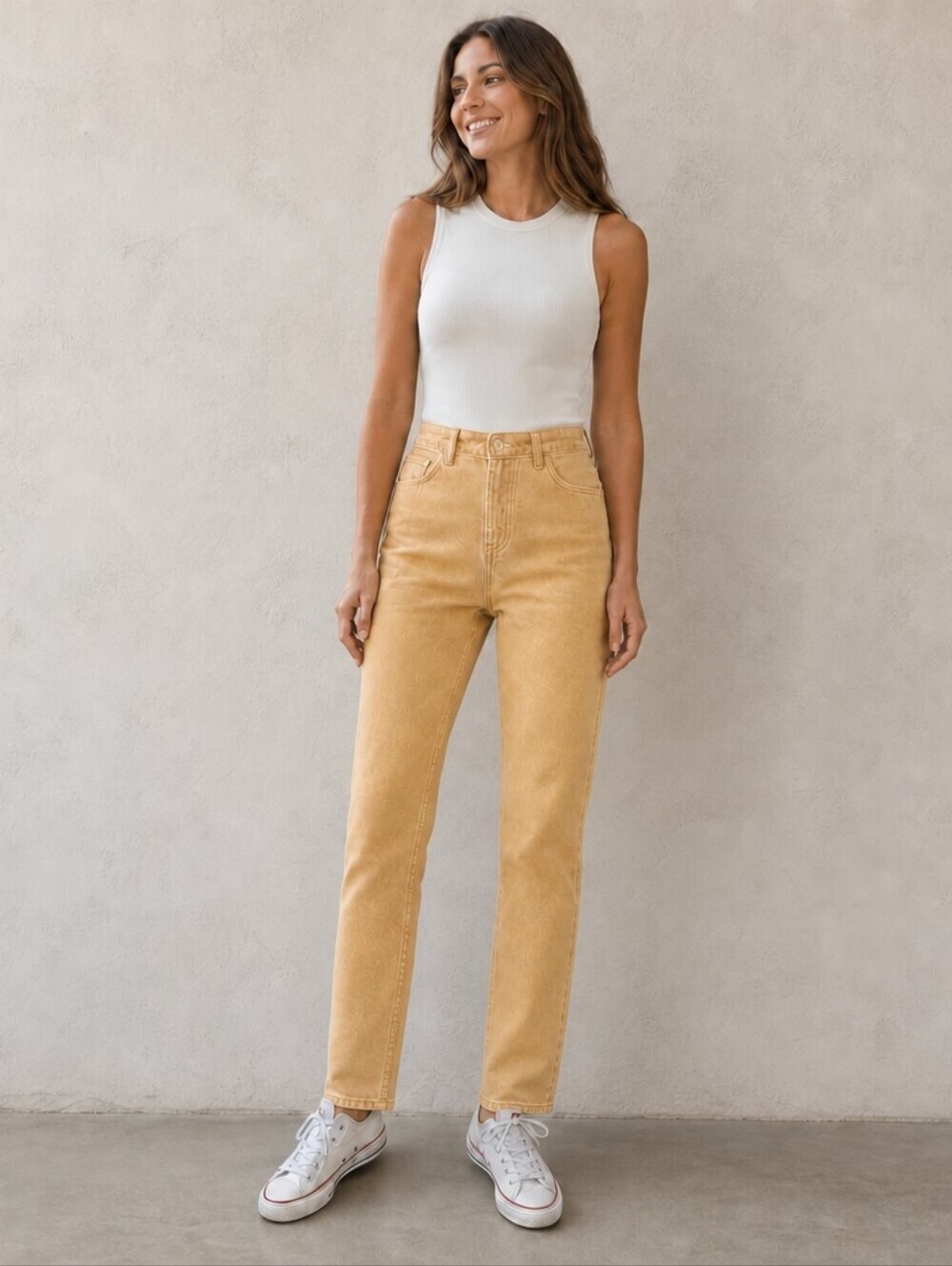 NWT Vintage 80s SASSON High Waist Mom Jeans Yellow Cotton Plus 20 Tapered